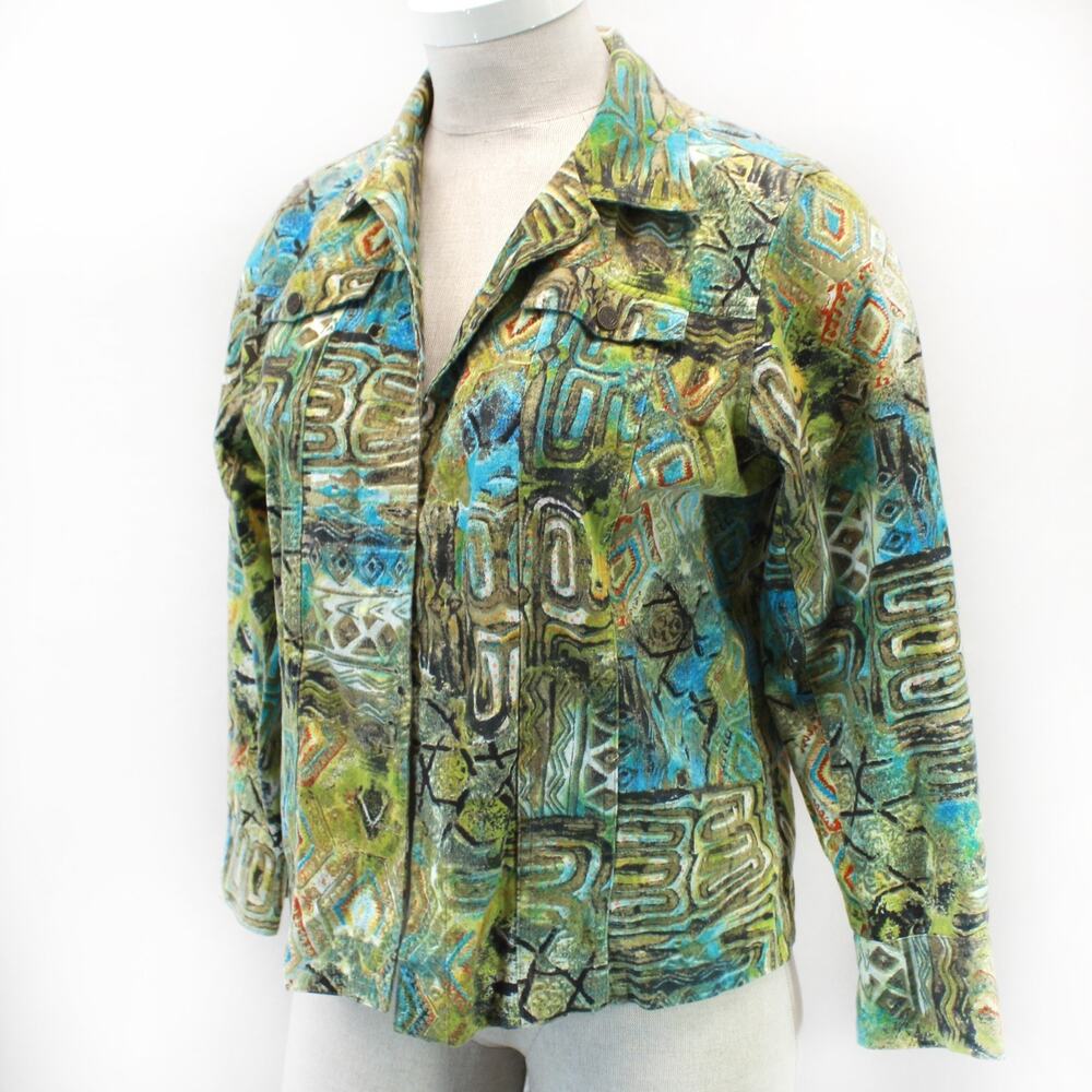 Chico's vintage Y2K southwestern art to wear shirt blouse jacket size 3 XL